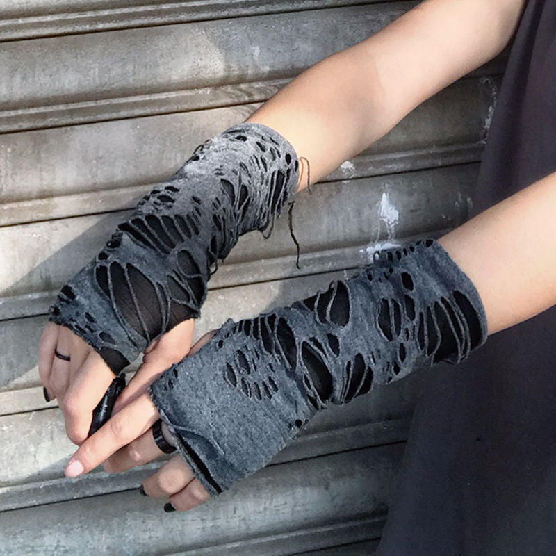 Gothic Ripped Fingerless Gloves