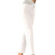 Ribbon Hollow-out Belt High Waist Casual Cropped Pants