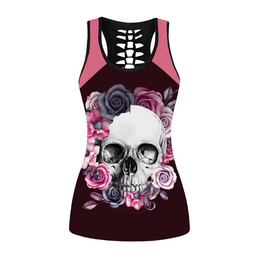 Skull Print Back Cutout Vest