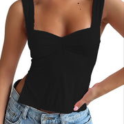 Women's Square Collar Solid Color Sexy Waist Hollow-out Vest