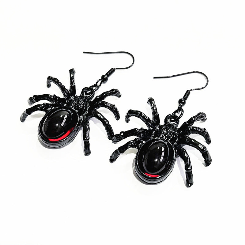 Gothic Crystal Cute Spider Dangle Earrings