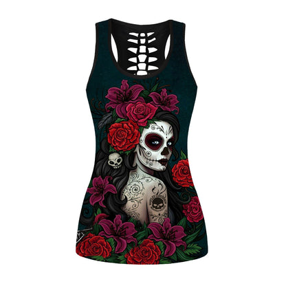 Skull Print Back Cutout Vest