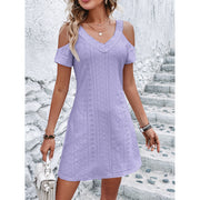 Jacquard Shoulder-Baring Slimming Lace Dress
