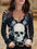 Sexy Skull V-neck Lace off-the-Shoulder T-shirt