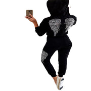 Slim-Fit Solid Color Wings Printing Sports Suit