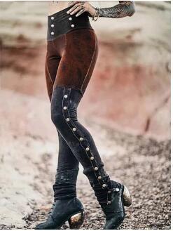 Pantalon skinny sexy à rivets fendus