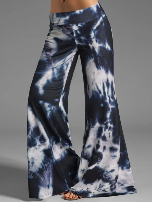 Women's High Waist Tie-Dye Printing Bell-Bottom Pants
