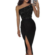 Sexy Sequin Split Shoulder Dress