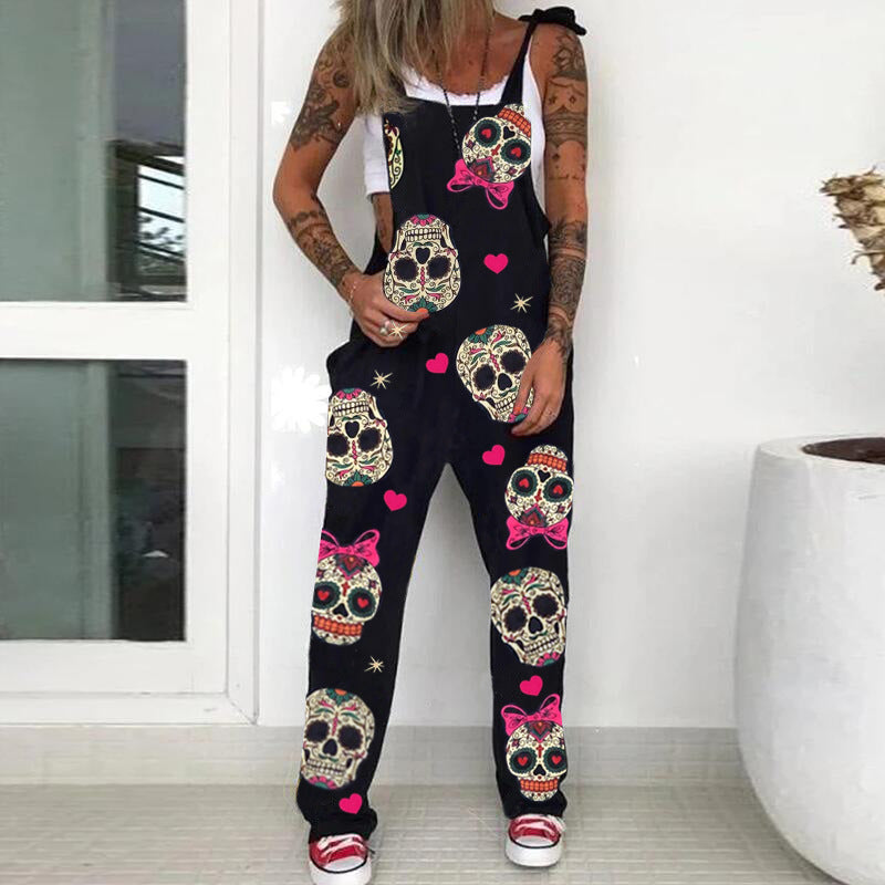 Pink Skull Element Strappy Trousers