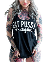 Gothic Style Eat Pussy Is Organic Printed Vest