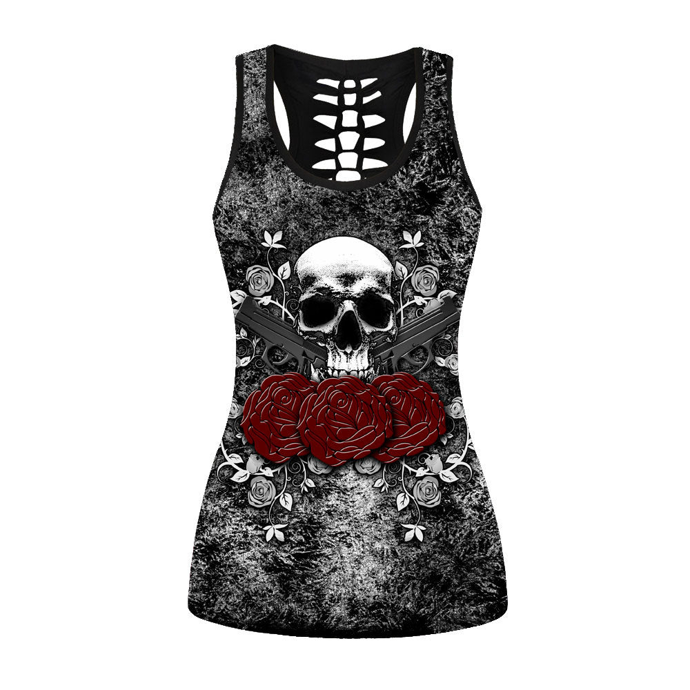 Skull Print Back Cutout Vest