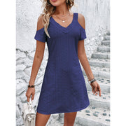 Jacquard Shoulder-Baring Slimming Lace Dress