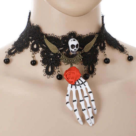 Collier de palmier squelette effrayant d'Halloween