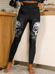 Casual Skull Pattern Printed Yoga Sports Pants