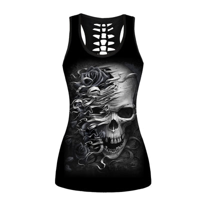 Skull Print Back Cutout Vest