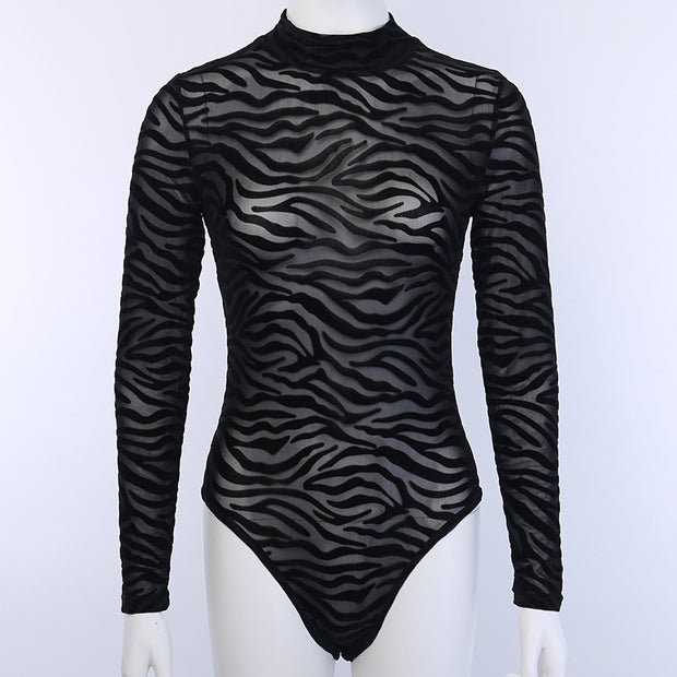 Irregular Striped Sexy See-through Jumpsuit