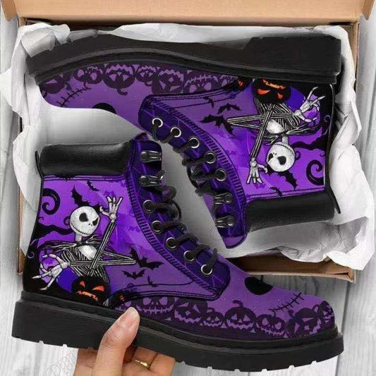 Halloween Stiefel mit Totenkopf- und Kürbis-Print