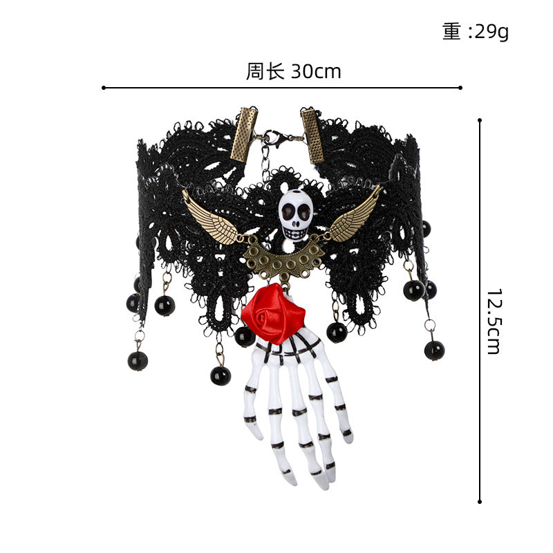 Halloween Scary Skeleton Palm Necklace