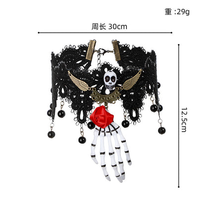 Halloween Scary Skeleton Palm Necklace