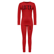 Women's Loser Lover Heat Transfer Patch Printed Long Sleeve Sports Suit