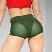 Sexy High Waist Grenadine Stitching Tight Stretch Sports Shorts