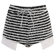 Sexy Texture Striped Drawstring High Waist Super Short Shorts