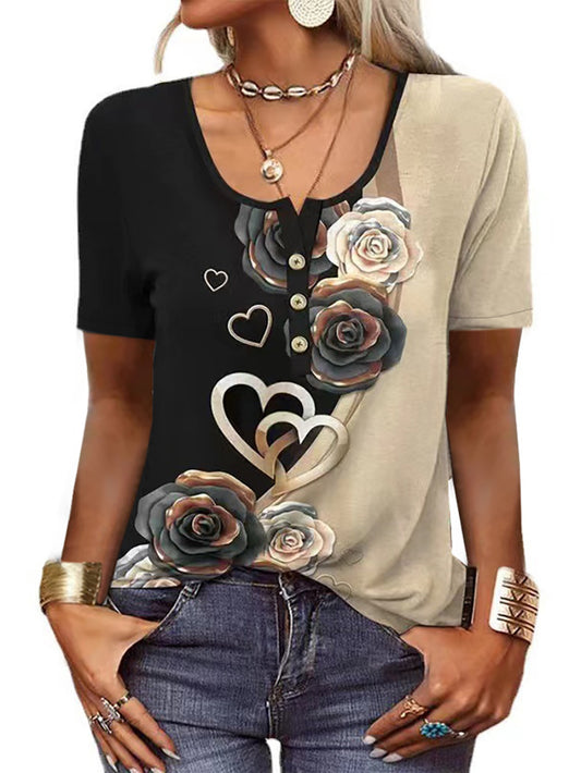 Ethnic Print Fashion Women's T-shirt