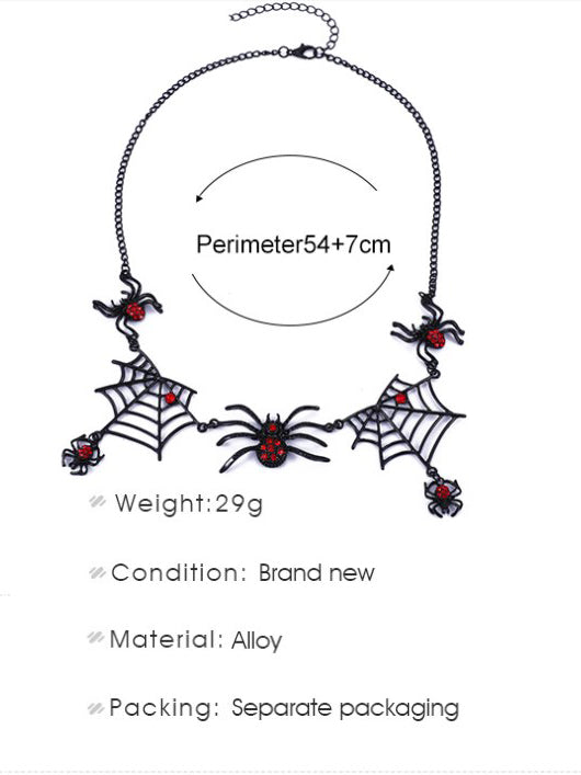 Gothic übertriebene schwarze Spinnennetz Halskette 