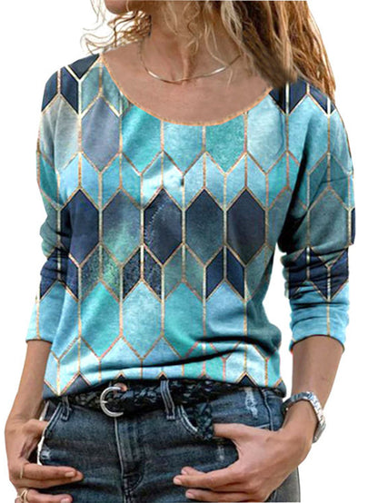 Hexagon Printed Round Neck T-Shirt