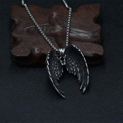 Vintage Black Wings Pendant Necklace