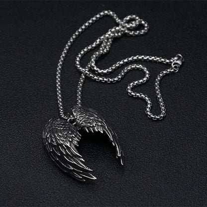 Vintage Black Wings Pendant Necklace