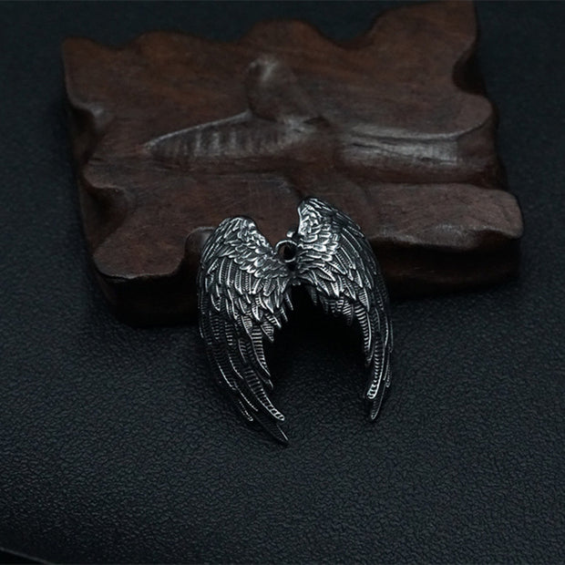 Vintage Black Wings Pendant Necklace