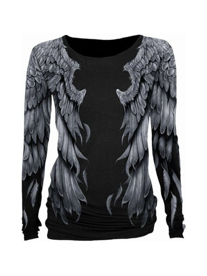 Punk Wings Print Retro Damen T-Shirt 