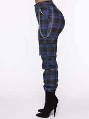 Trendy Plaid And Chain Accessories Harem Pants