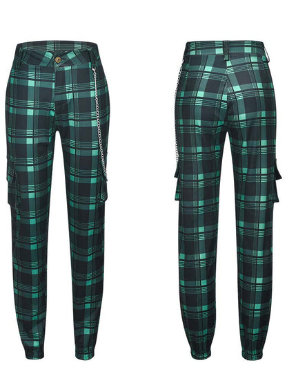 Trendy Plaid And Chain Accessories Harem Pants