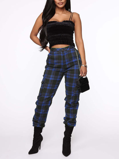 Trendy Plaid And Chain Accessories Harem Pants