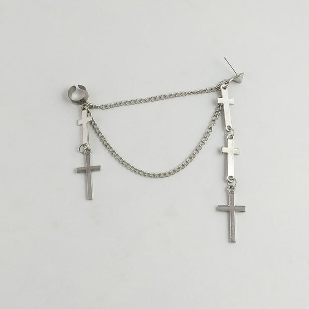 Boucle d'oreille vintage croix pendantes 