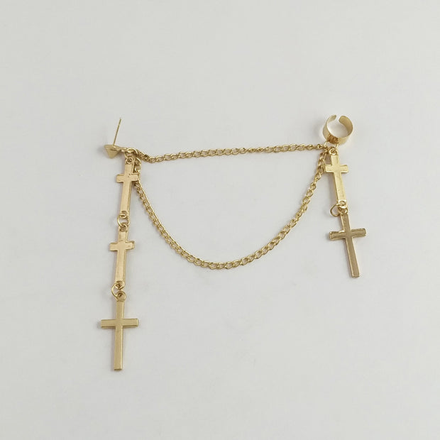 Boucle d'oreille vintage croix pendantes 