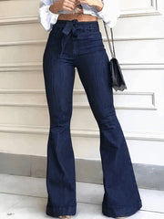 Tie Waist Butt Lifting Flare Jeans