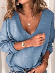 Women's Fashion Long-sleeved V-neck Loose Casual Tops