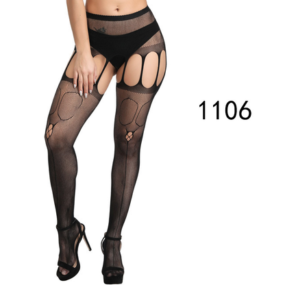 Sexy Lace Suspender Jacquard Hollow Fishnet Stockings