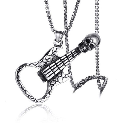 Collier pendentif guitare crâne 