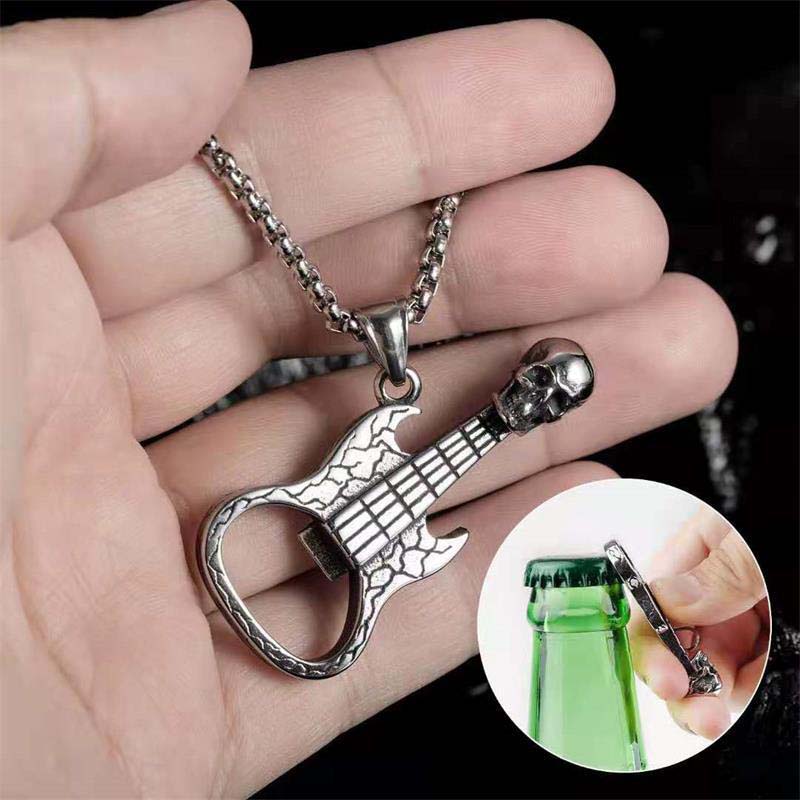 Collier pendentif guitare crâne 