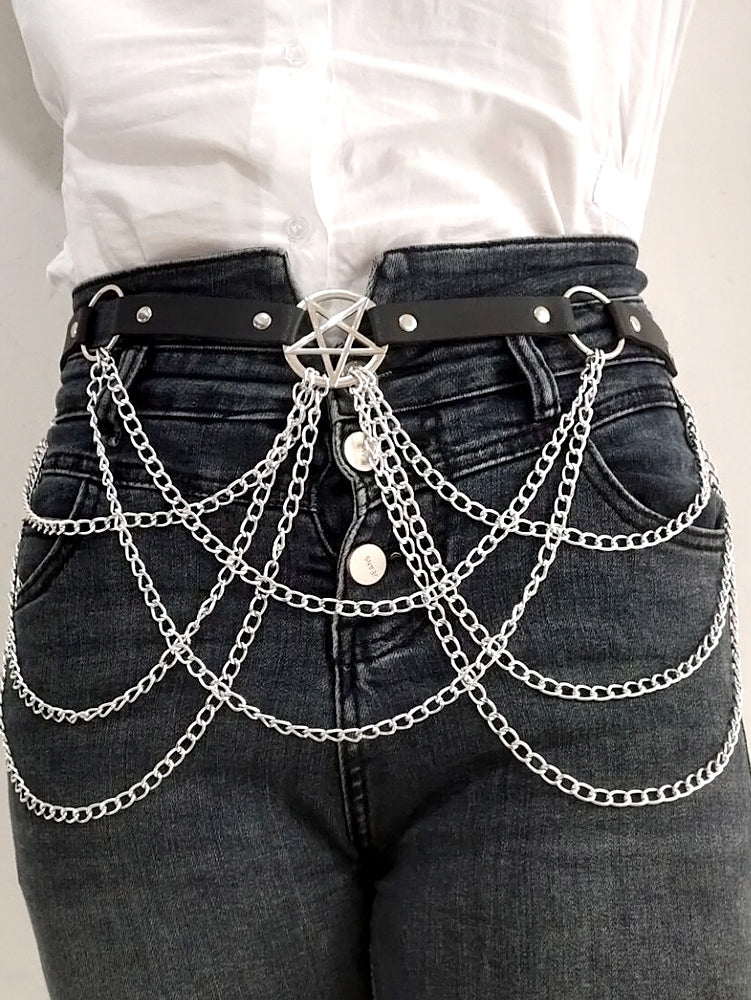 Five-Pointed Star Chain Tassel Belt