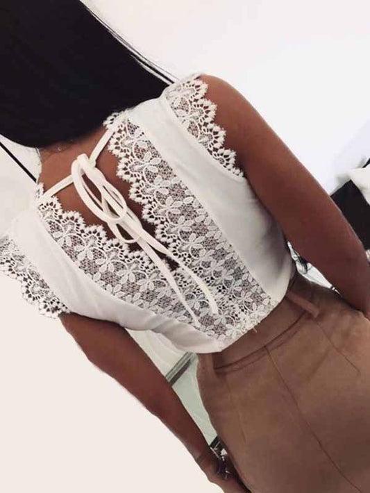 Sexy V-Neck Lace Tied Top