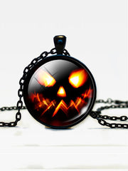 Halloween Halskette mit Edelstein-Anhänger „Kürbiszeit“ 