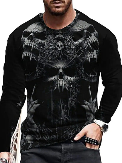 Men's Skull Printed Long Sleeve T-shirt