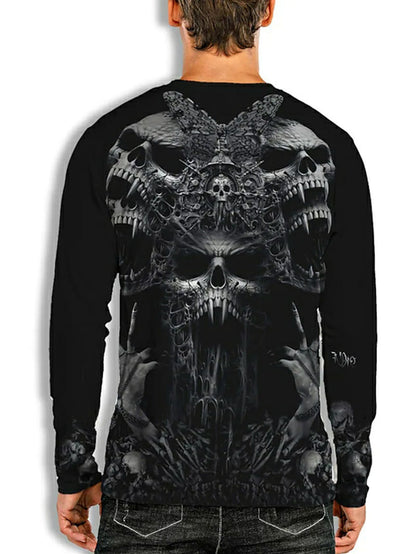 Men's Skull Printed Long Sleeve T-shirt