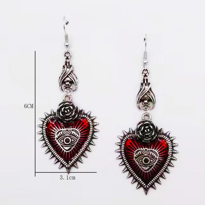 Boucles d'oreilles gothiques en forme de coeur rose 