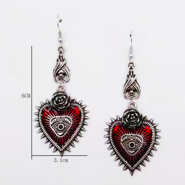 Gothic Rose Heart Shape Earrings